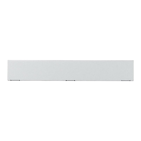 Longue boÃ®te blanche, probablement pour un produit. CharniÃ¨res noires aux extrÃ©mitÃ©s.