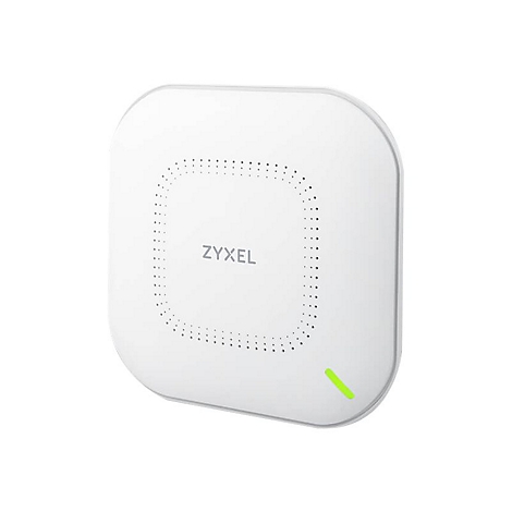 Un routeur Wi-Fi Zyxel blanc avec un indicateur LED vert.