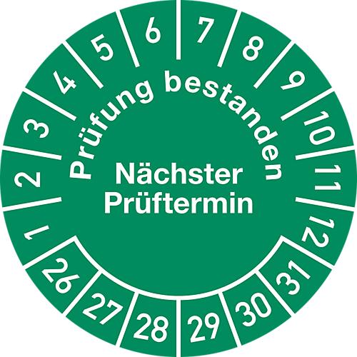 500 Prüfplaketten nächster Prüftermin - 2025 bis 2030-30 mm - nachhaltig - rot - 2024 - Prüfetiketten/Wartungsetiketten für Prüfung (500 Stück, rot
