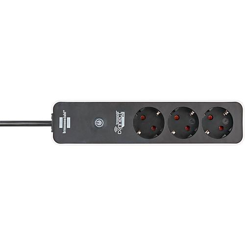 Profile bloc multiprise 3x + 2x USB avec interrupteur et câble 1