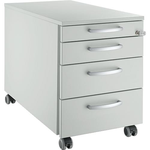 Schäfer Shop  Genius Verrijdbaar ladeblok 1233, met handgreep rond B 435 x H 577 mm, lichtgrijs/lichtgrijs/lichtgrijs 