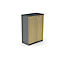  Armoire à portes battantes BEXXSTAR, 3 hauteurs de classeurs, portes en bois, H 1155 mm, gris foncé/chêne