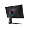 Schwarzer Gaming Monitor von hinten. Aufschrift ASUS und ROG. Ein RGB-Ring leuchtet.