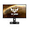 Der ASUS TUF Gaming Monitor zeigt ein Weltraum-Hintergrundbild mit Logo. Der Monitor steht auf einem schwarzen Standfuß.
