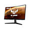 Ein schwarzer ASUS TUF Gaming Monitor mit gebogenem Bildschirm. Auf dem Display ist eine Weltraumlandschaft zu sehen.