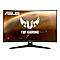 Schwarzer, gebogener Asus-Monitor mit TUF-Gaming-Logo. Im Hintergrund eine Darstellung der Erde.