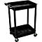  Chariot polyvalent en plastique, 2 étages en auge, L 610 x l. 460 mm, capacité de charge 150 kg, en plastique noir