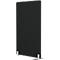 Une cloison rectangulaire noire reposant sur deux pieds gris clair.