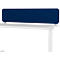 Blue desk attachment with white table and leg. Rectangular, with rounded corners.