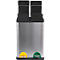  MSV poubelle en inox, 2 récipients de 20L chacun, mécanisme à pédale, poignée de transport, pour l'intérieur et l'extérieur, inox