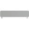 Cache en plastique rectangulaire gris avec des coins arrondis. De petits supports blancs se trouvent sur les côtés courts.