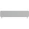 Objet rectangulaire gris avec coins arrondis et petits pieds.