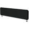 Fixation de bureau rectangulaire noire avec cadre blanc et supports.