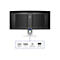 Arrière d'un moniteur noir. En dessous, des connecteurs étiquetés HDMI 2, DP, AUDIO OUT, USB Hub.