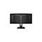 Rückseite eines schwarzen Monitors mit Standfuß, der auf einem weißen Hintergrund steht.