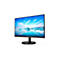 Ein schwarzer Philips Monitor mit blauem Himmel- und Eisberg-Hintergrund. Der Monitor steht auf einem schwarzen Fuß.