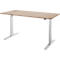  Schäfer Shop Select Bureau LOGIN, réglage électrique de la hauteur, rectangulaire, pied en T, L 1600 x P 800 x H 645-1290 mm, décor chêne/aluminium blanc