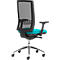  Siège de bureau WIKI, avec accoudoirs, dossier en maille, structure en aluminium poli, turquoise