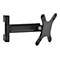 Support de moniteur noir, montÃ© au mur. Bras rectangulaire avec articulation pivotante et support VESA.