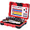 Roter Werkzeugkoffer, geöffnet, mit Schraubendrehern und Ratsche. Beschriftung: KS TOOLS TORXion power.