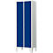 2-compartimentenkast, B 600 x H 1800 mm, cilinderslot, lichtgrijs/gentiaanblauw