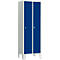 2-compartimentenkast, B 600 x H 1800 mm, met voeten, draaigrendelslot, lichtgrijs/gentiaanblauw