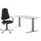 2 tlg. Büromöbel-Set, Schreibtisch Login, elektrisch höhenverstellbar, B 1600 mm, lichtgrau/weißaluminium + Bürostuhl Point 60