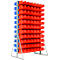 2-zijdig rek, 22 rijen, incl. 77 open magazijnbakken LF 221 blauw &amp; 77 open magazijnbakken LF 221 rood, B 1145 x D 800 x H 1950 mm