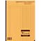 Yellow notebook with columns, text in German and French, brown Favorit logo.