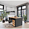 3-delige kantoormeubelset Boston, 1 staand bureau, B 1580 x D 790 mm, 1 verrijdbare lade, B 410 x D 500 x H 600 mm, antraciet/Navarra eik