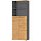 3-tlg. Büromöbelset Agenda Home, 2 Aktenschränke, B 800 mm und 1 Aktenregal, B 450 mm, jeweils T 400 x H 1970 mm, graphit/Grandson-Eiche