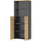 3-tlg. Büromöbelset Agenda Home, 2 Aktenschränke, B 800 mm und 1 Aktenregal, B 450 mm, jeweils T 400 x H 1970 mm, graphit/Grandson-Eiche