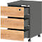 3-tlg. Büromöbelset Boston, 1 Wangenschreibtisch, B 1580 x T 790 mm, 1 Rollcontainer, B 410 x T 500 x H 600 mm, anthrazit/Navarra-Eiche