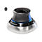 Kabelloser 3Dconnexion-Maus-Controller. Metallbasis, schwarzer Mittelteil, blaue Akzente, Bluetooth Edition.
