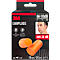 Orangene 3M Earplugs liegen vor einer Verpackung. Aufdrucke: 94-110dB, SNR 35 dB, weich, hypoallergen, für viele Gehörgangsgrößen.