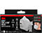 Un respirateur 3M Aura Cool Flow blanc sur un emballage, un homme portant un masque à droite. Inscription : FFP3, 99% de filtration des particules.