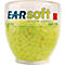 Transparante container gevuld met gele oordopjes. Tekst luidt E-A-Rsoft, Yellow Neons. SNR 36.