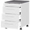 4-delige kantoormeubelset Profi 2.0, bureau/hoekcombinatie, incl. verrijdbare ladeblok met 4 laden, zilver/graphite/lichtgrijs