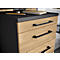 4-tlg. Büromöbelset Profi 2.0, Schreibtisch-Winkelkombination, inkl. Rollcontainer mit 4 Schubladen, schwarz/graphit/Grandson-Eiche