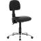 Black office chair with backrest, seat and chrome-plated base.