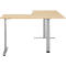 90° Winkeltisch, elektrisch höhenverstellbar, 3-Motoren-Technik, bis 150 kg, T-Fussgestell, B 2000 x T 1600 mm, inkl. Memorymaster, Ahorn