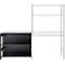 Aanbouwrek voor ORDO Home rekken, 3 legborden, multifunctioneel, verrijdbaar, B 1060 x D 435 x H 825 mm, gitzwart mat RAL 9005