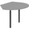 Aanbouwtafel rechts BARI, 2 steunpoten, vorm A, boog, B 1050 x D 1260 x H 680 - 820 mm, middengrijs
