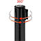 Absperrpfosten, Kopf um 360° drehbar, Gurt bis 2,3 m ausziehbar, Gurtkassette & Bremse, L 1000 mm, Metall, Gurt schwarz-rot