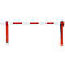A closed red and white striped barrier arm against a white background.