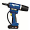 Blauw en zwart Gesipa iBird Pro klinkgereedschap met gele accenten.