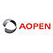 Firmenlogo AOPEN: Ein stilisierter grauer Kreis neben dem roten Schriftzug AOPEN.