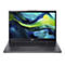 Ein grauer Laptop mit schwarzer Tastatur und dem Acer-Logo auf einem weißen Hintergrund. Der Bildschirm zeigt ein abstraktes, farbenfrohes Design.