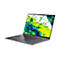 Dunkelgrauer Acer Laptop in perspektivischer Ansicht mit abstraktem, grün-blauem Farbspritzer-Hintergrundbild.