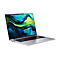 Graues Acer Laptop, Display mit grün-blauen Farbverlauf. Geöffnet, Blick auf Tastatur. Auf weißem Hintergrund.